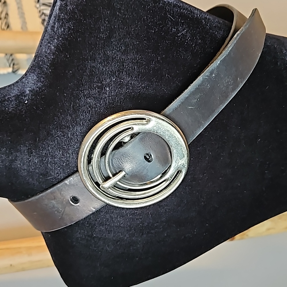 Silpada Black Genuine Leather Silver Plate Buckle